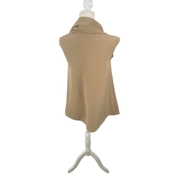 LANE JT Sleeveless top blouse w Shawl size M Medium Tan beige - Picture 3 of 12